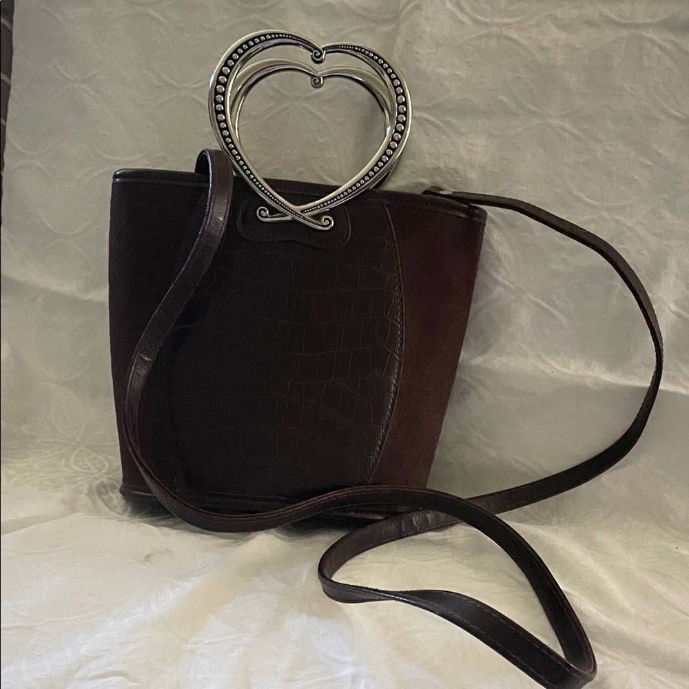 Chic Brown Heart Handle Shoulder Bag